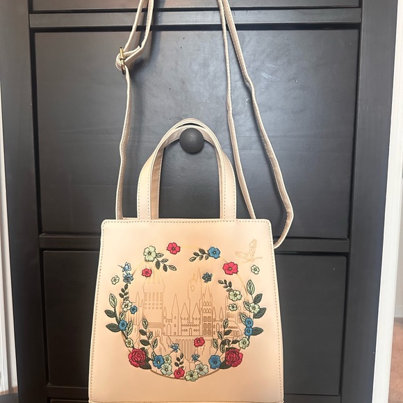 Loungefly Harry Potter Cream Tote with Floral and Castle Design - Picture 2 of 6